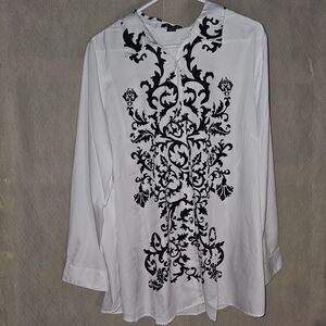 Roaman's Dressy Blouse 18W Long Sleeve Workwear Special Event Sophisticated